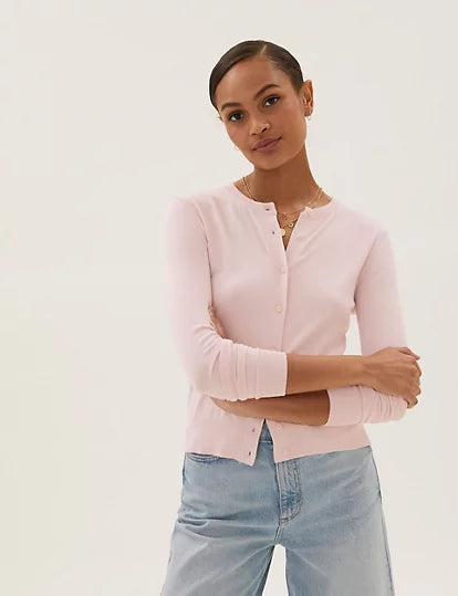 M&s ladies pink cardigan discount