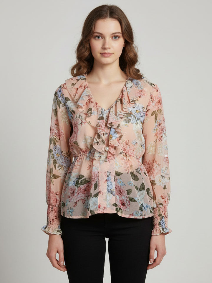 Believe ladies L/S 4 Button Frill Style Tunic