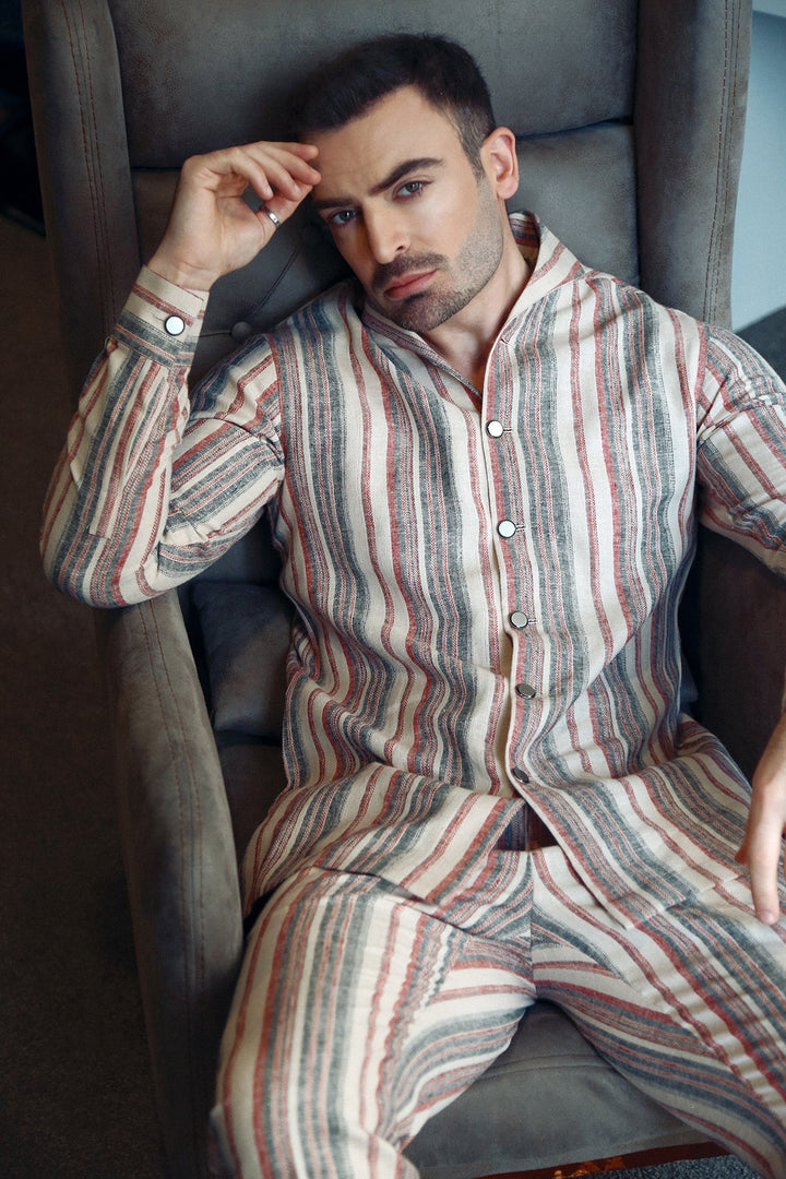 Premium Striped Cotton Suit