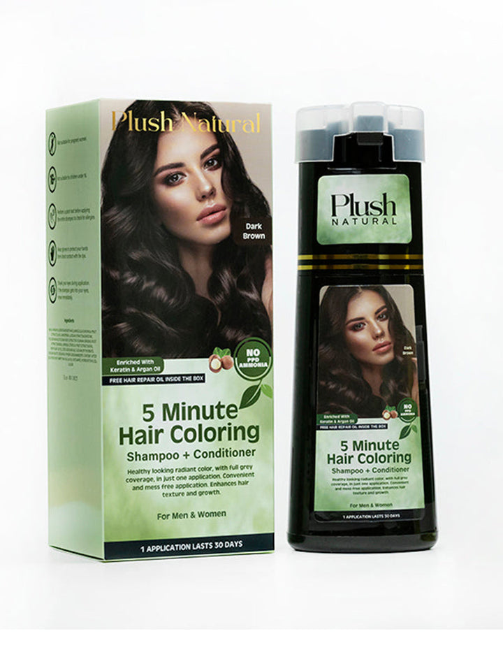 Plush Natural Hair Dye Shampo+ Conditioner 200ml dark Brown