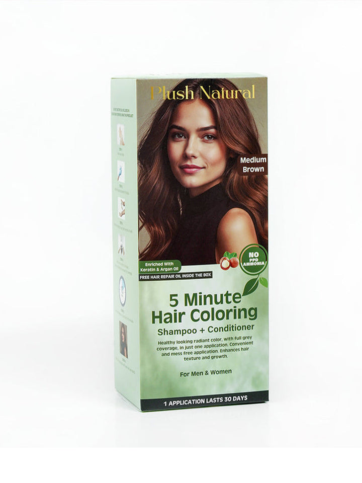 Plush Natural Hair Dye Shampoo + Conditioner Medium Brown