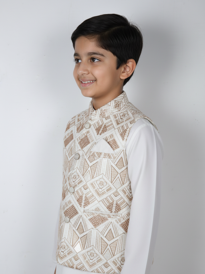 Tony Land Boys 3Pcs Shalwar Suit With Waist Coat # 23-009 (S-23)
