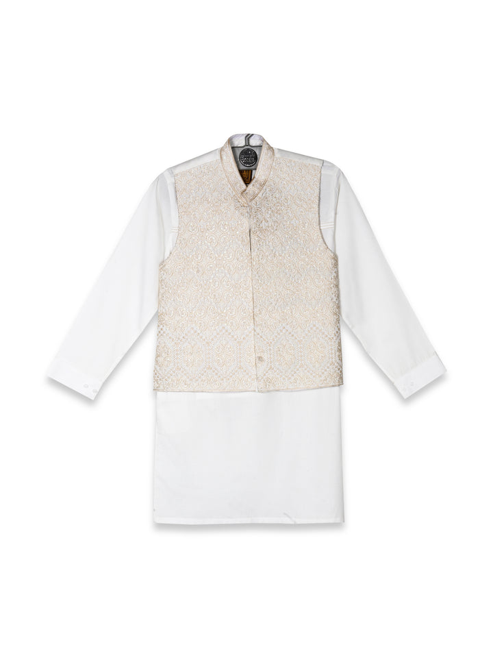 Alee Shan Boys 3Pcs Shalwar Suit With Waist Coat #1502 (W-23)