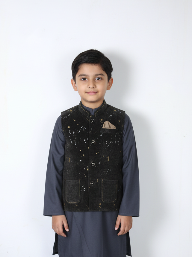 D2 Boys Shalwar Suit With Waist Coat 3Pcs #WS-208 (W-23)