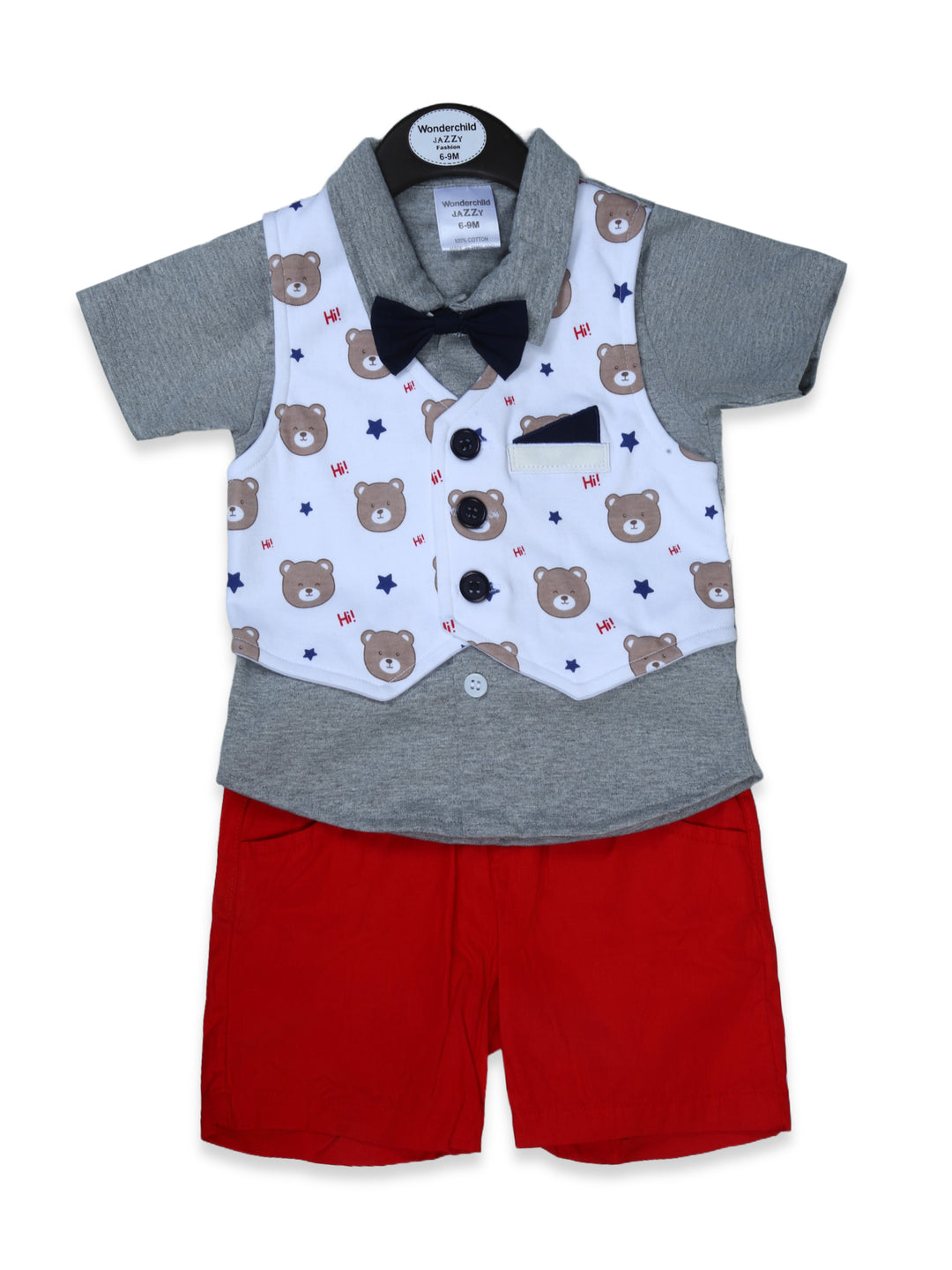 Wonder Child Boys H/S Knicker Suit 3Pcs #208-043 (S-24)