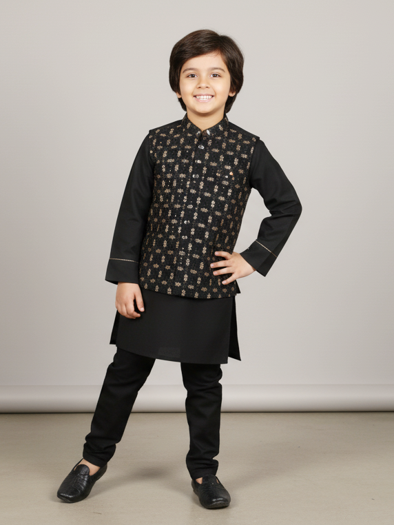 Alee Shan Boys Shalwar Suit With Waist Coat 3Pcs #1606 (W-24)