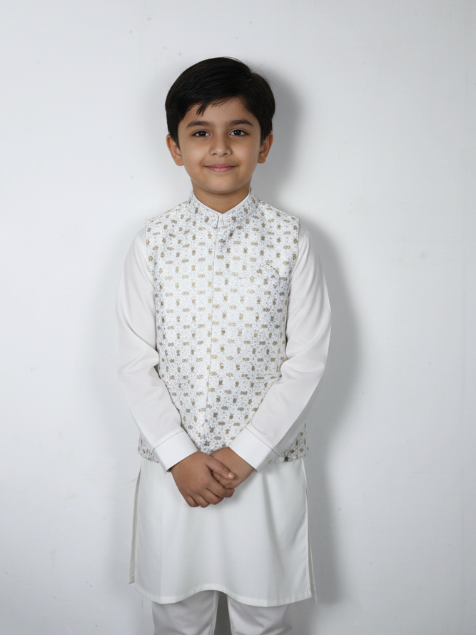 Alee Shan Boys Shalwar Suit With Waist Coat 3Pcs #1605 (W-24)