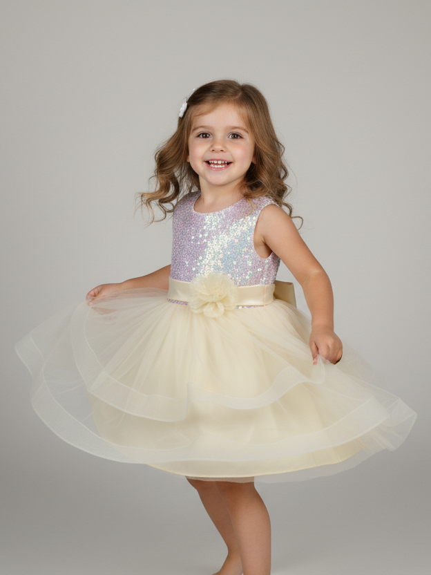 Cute Look Girls Fancy Frock S/L #JX555 (S-25)