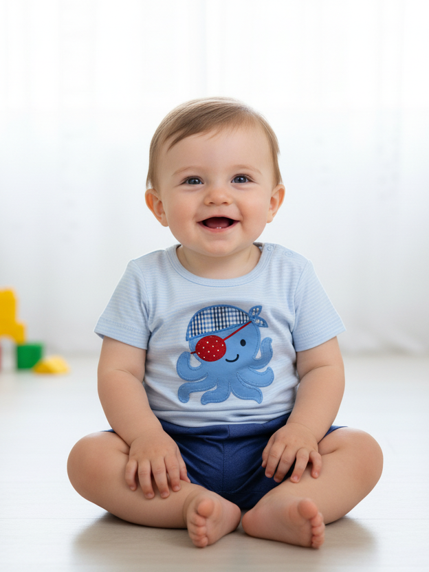 Mon Caramel Boys Romper H/S #2388 (S-25)