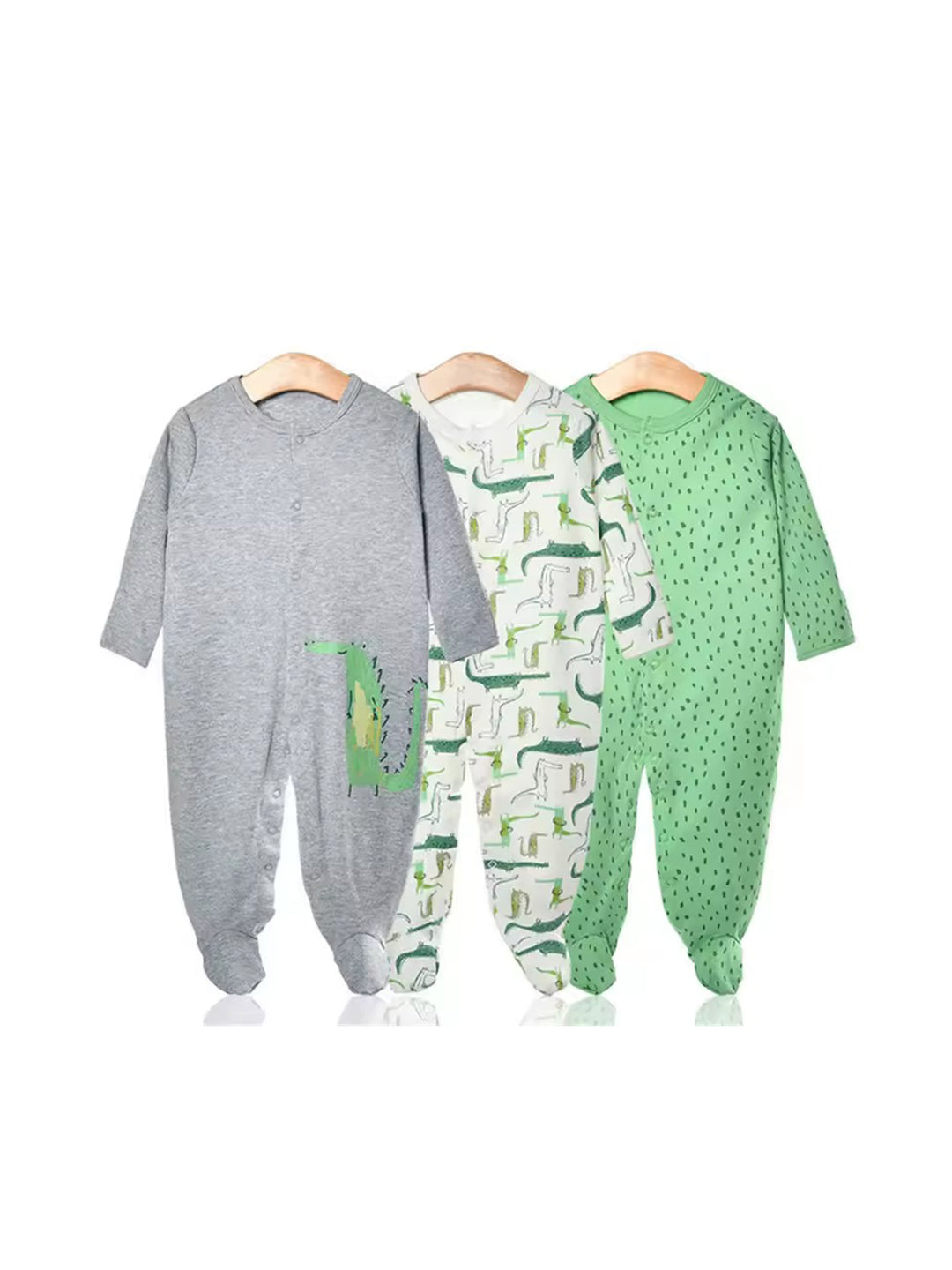 Mama & Papa Baby Sleep Suit L/S 3Pk #01 (S-25) (Light Green)