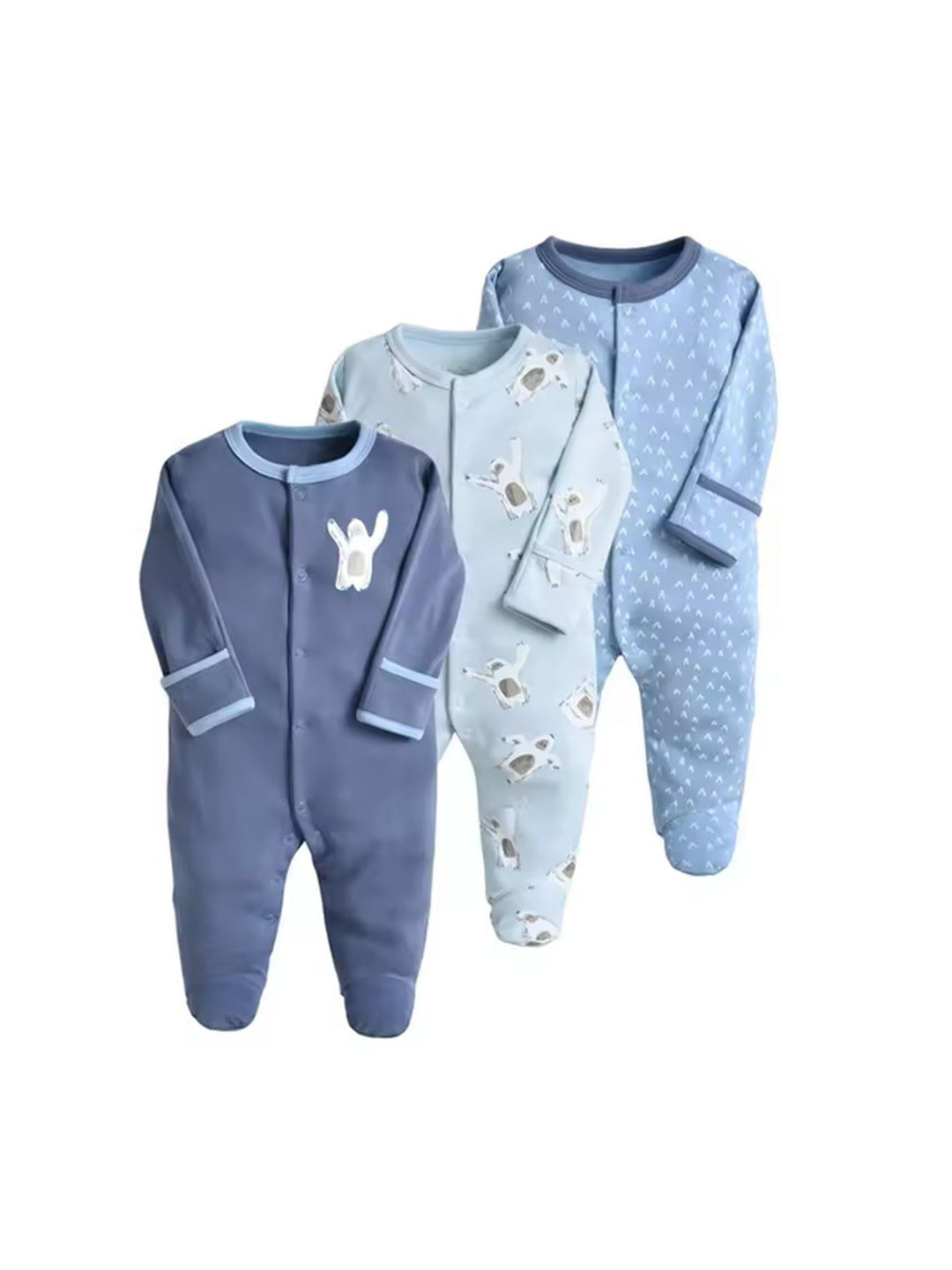 Mama & Papa Baby Sleep Suit L/S 3Pk #02 (S-25)(Blue)
