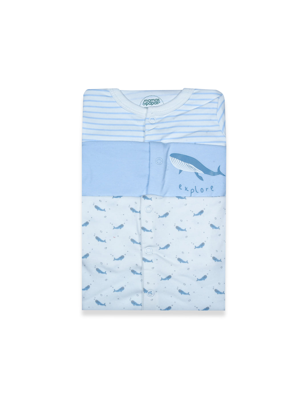 Mama & Papa Baby Sleep Suit L/S 3Pk #02 (S-25)(Sky)