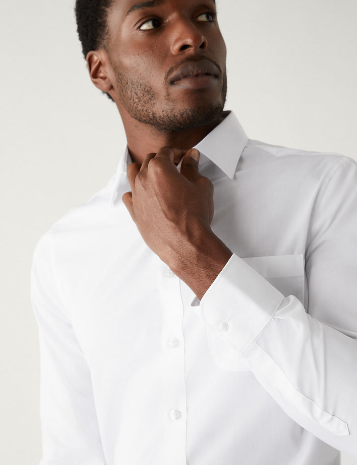M&S Mens L/S ( 65-35% ) Plain Formal Shirt T11/2310T