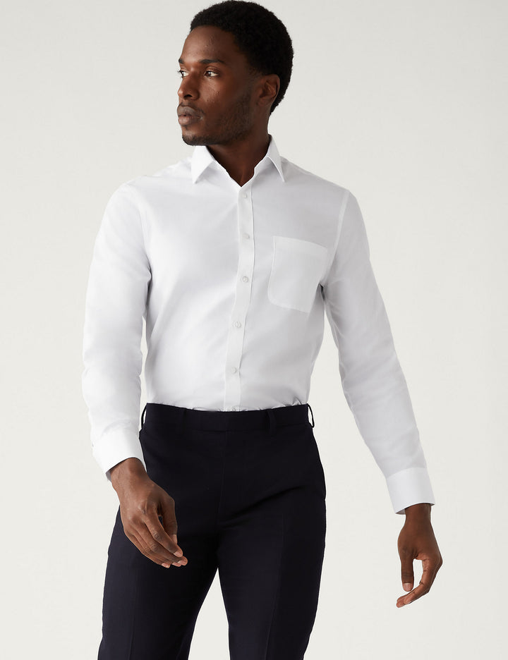 M&S Mens L/S ( 65-35% ) Plain Formal Shirt T11/2310T