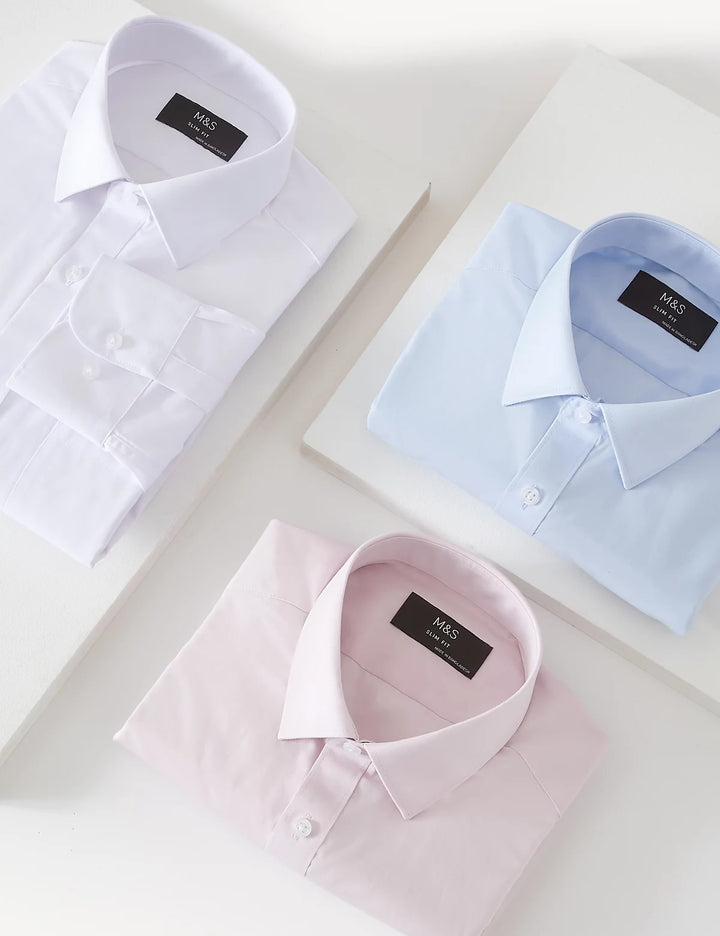 M&S Mens L/S ( 65-35% ) Plain Formal Shirt T11/2337S