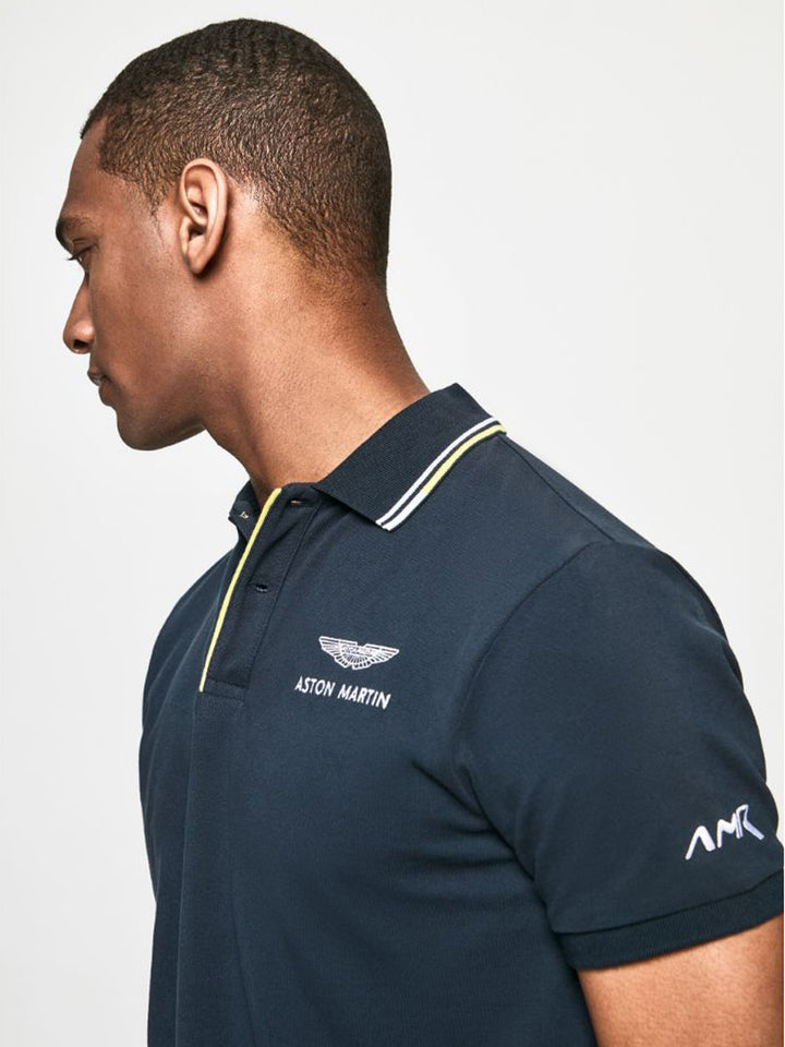Hackett Mens S/S Aston Martin Jacquard Collor Polo HM563153