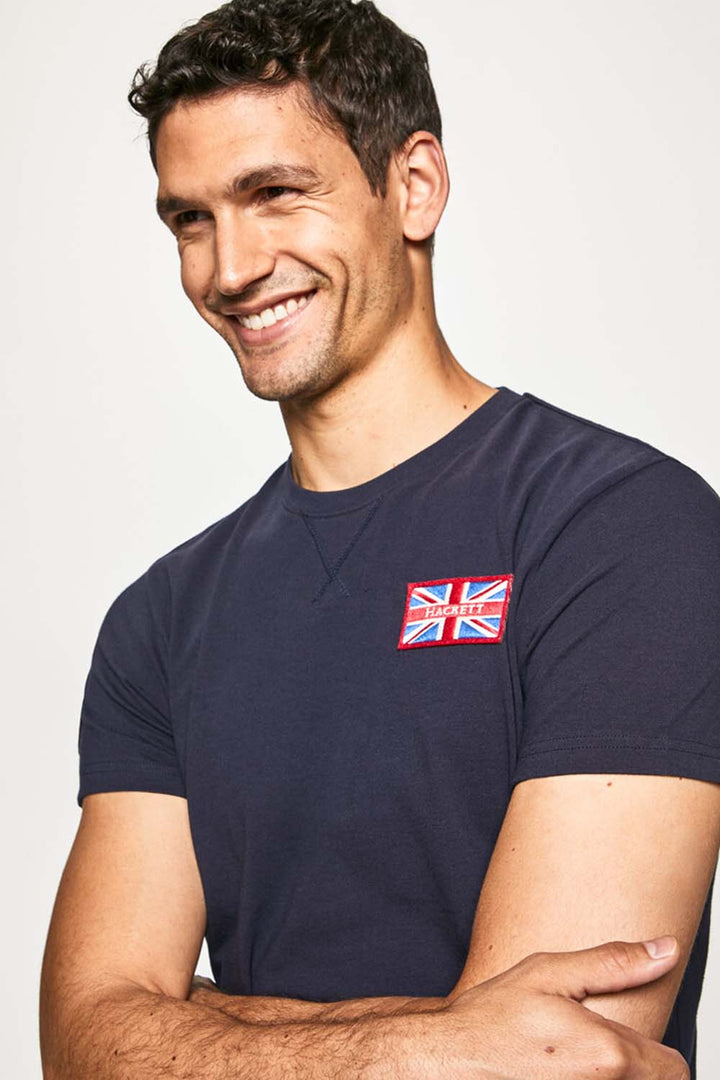 Hackett Mens S/S R-N (England Flag Print) T-Shirt HM500503