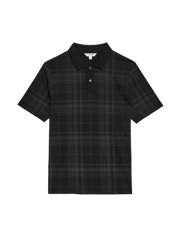 M&S Mens S/S Check Polo T28/2021A