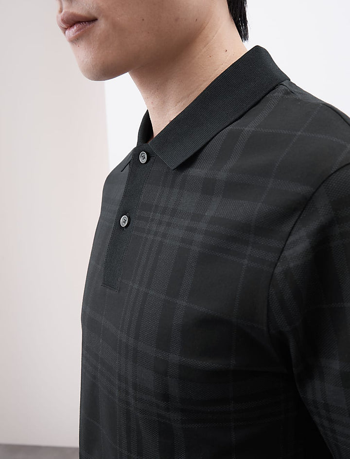 M&S Mens S/S Check Polo T28/2021A