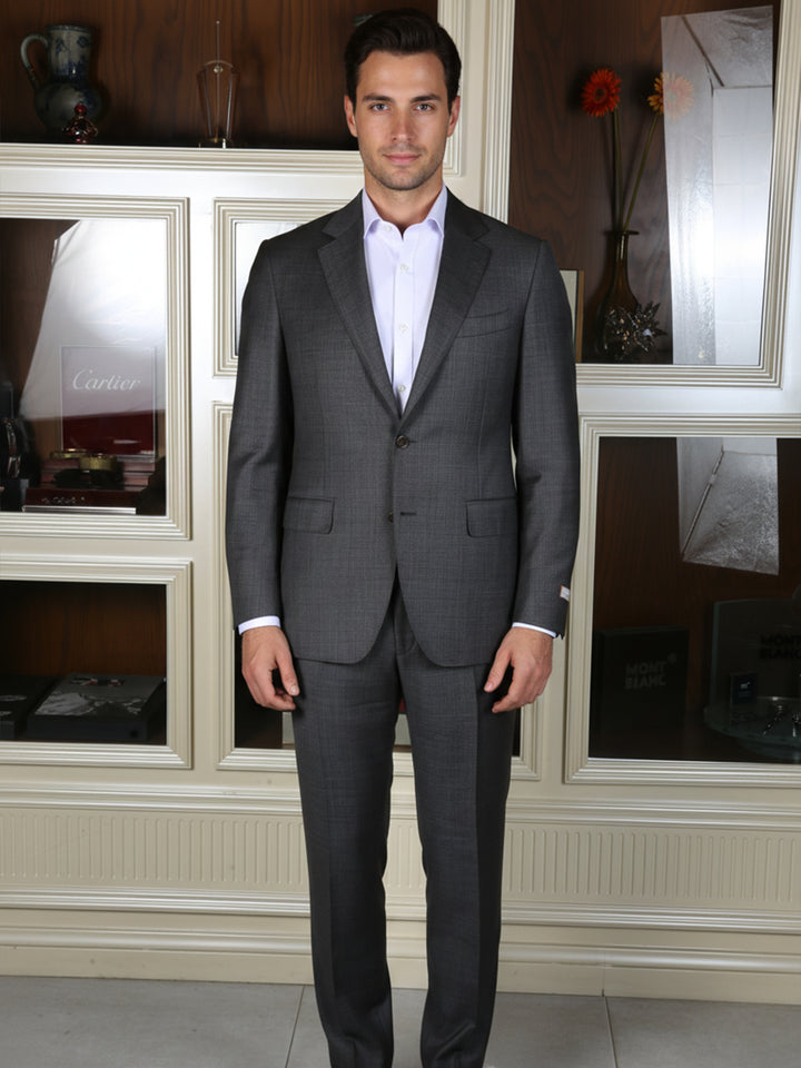 Canali Men 100% Wool Small Check Suit 11280-19