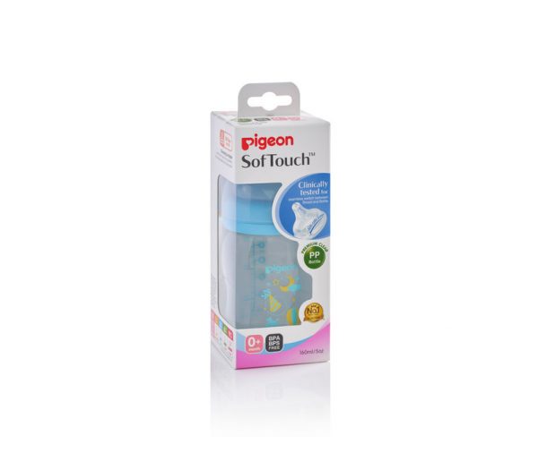 Pigeon Baby Soft Touch Clear PP Feeding Bottle 160ml 0m+ (Blue) #A78180 (W-22)