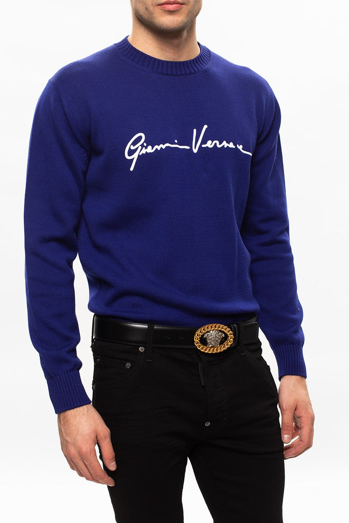 Versace Mens Leather Belt-95-BLK- DCU7828