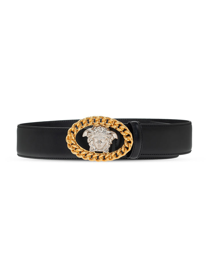 Versace Mens Leather Belt-95-BLK- DCU7828