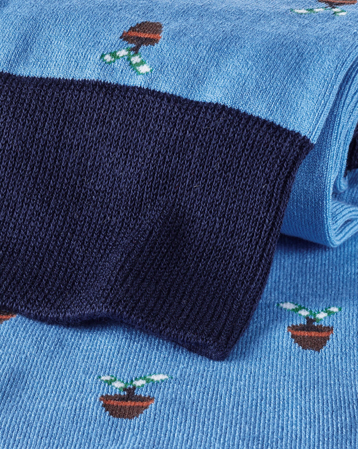 Cornflower Blue Money Doesn't Grow On Trees Motif Socks