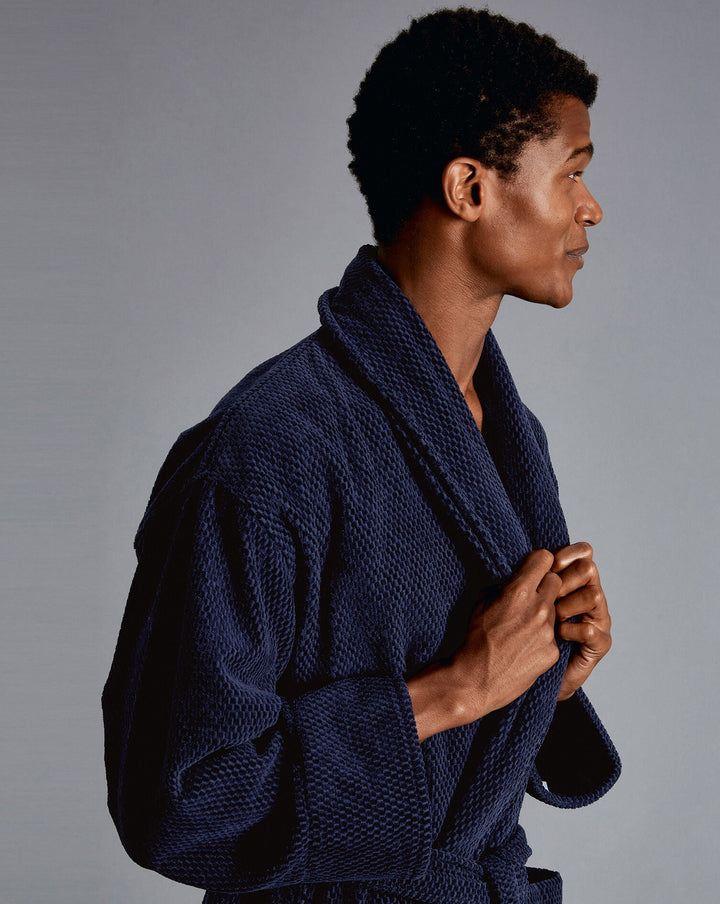 French Blue Waffle Bath Robe