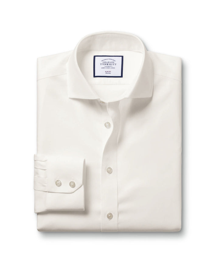 Ivory Non-Iron Twill Cutaway Slim Fit Shirt