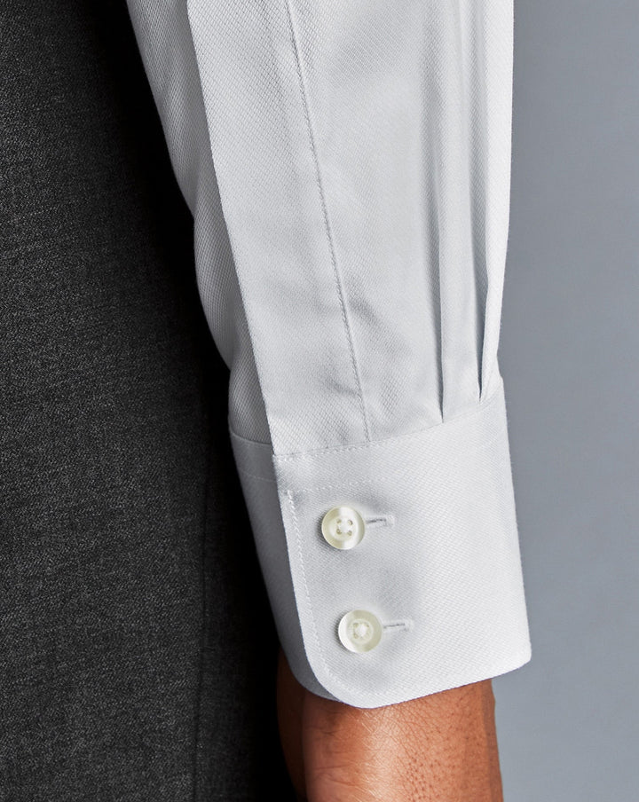 Charles Tyrwhitt Silver Grey Egyptian Cotton Hampton Weave Slim Fit Shirt