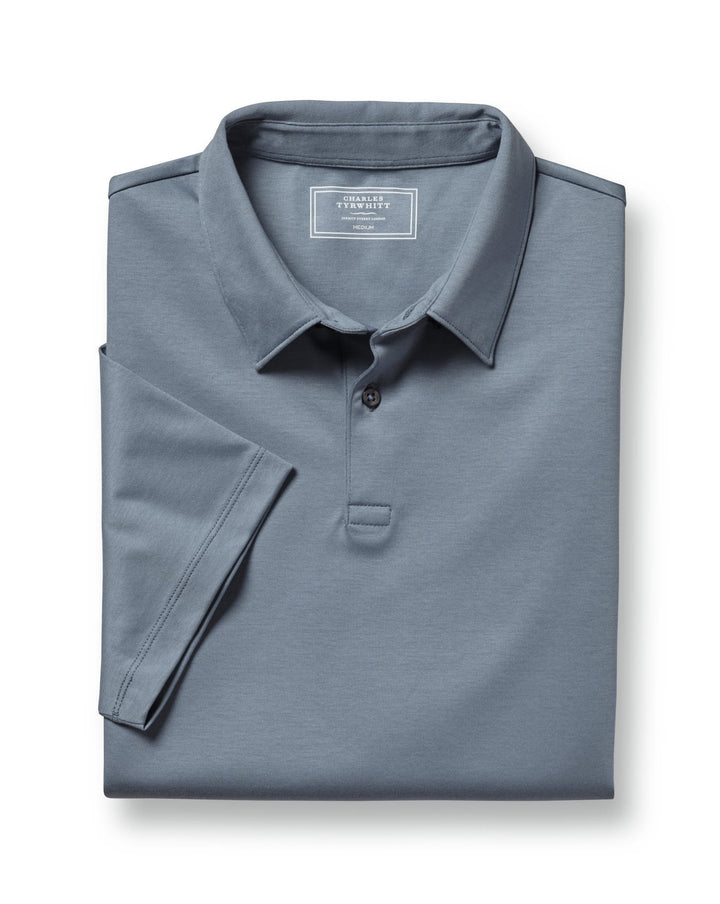Steel Blue Plain Short Sleeve Jersey Polo