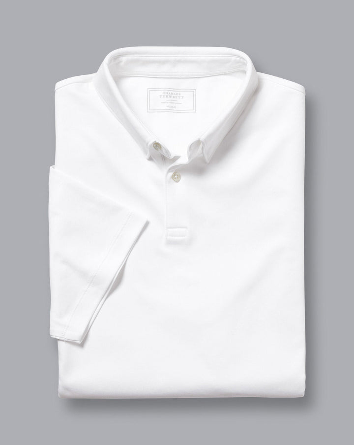 White Plain Short Sleeve Jersey Polo
