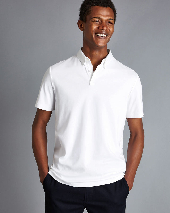 White Plain Short Sleeve Jersey Polo