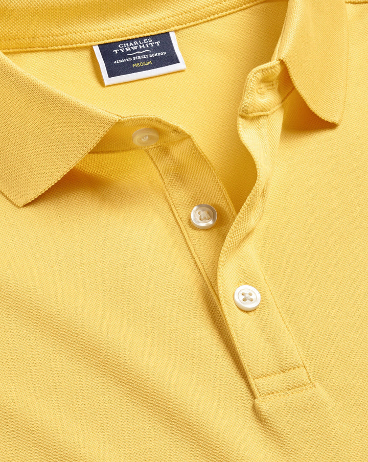 Lemon Solid Short Sleeve Cotton Tyrwhitt Pique Polo