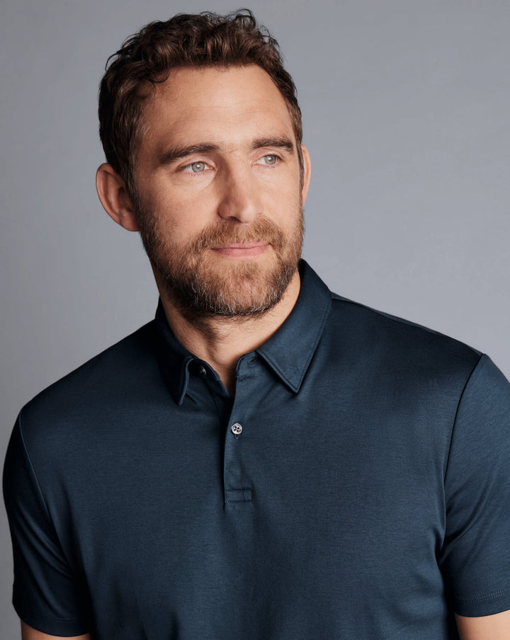 Petrol Blue Plain Short Sleeve Jersey Polo