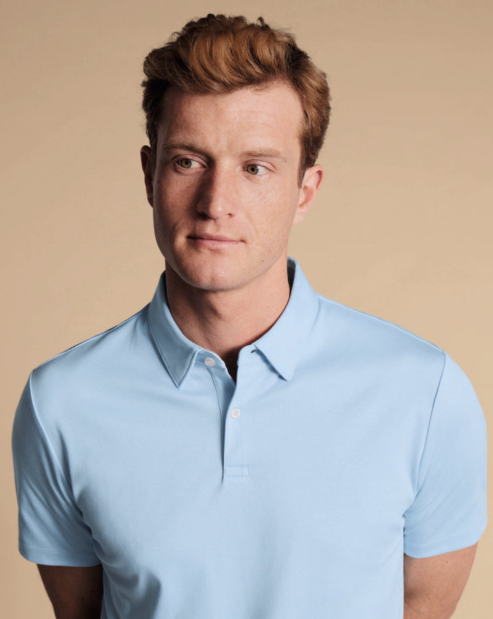 Sky Blue Plain Short Sleeve Jersey Polo