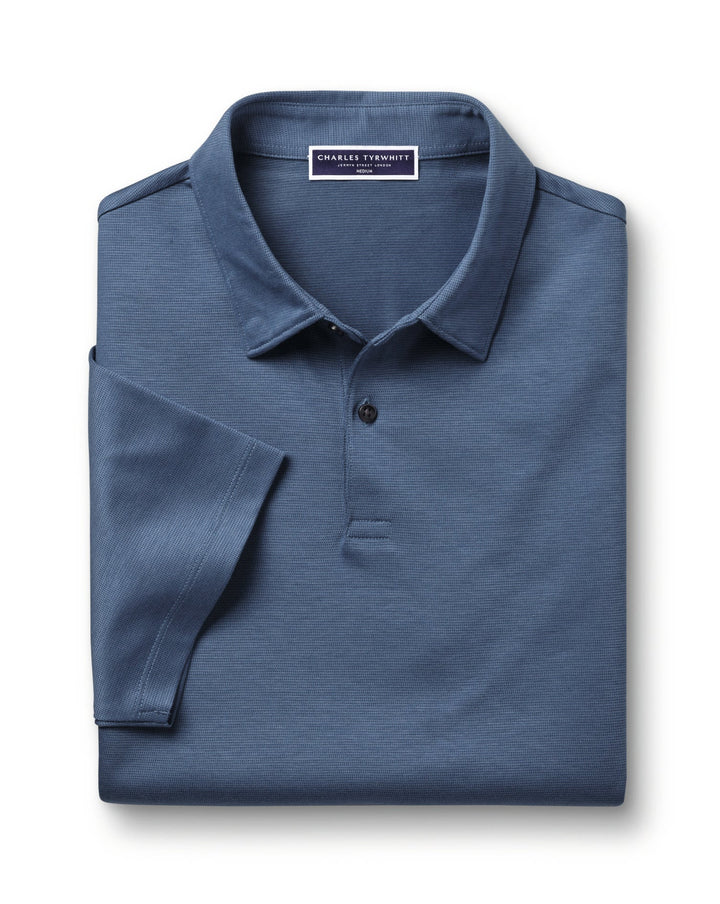 Steel Blue Cotton Tencel Tyrwhitt Cool Polo