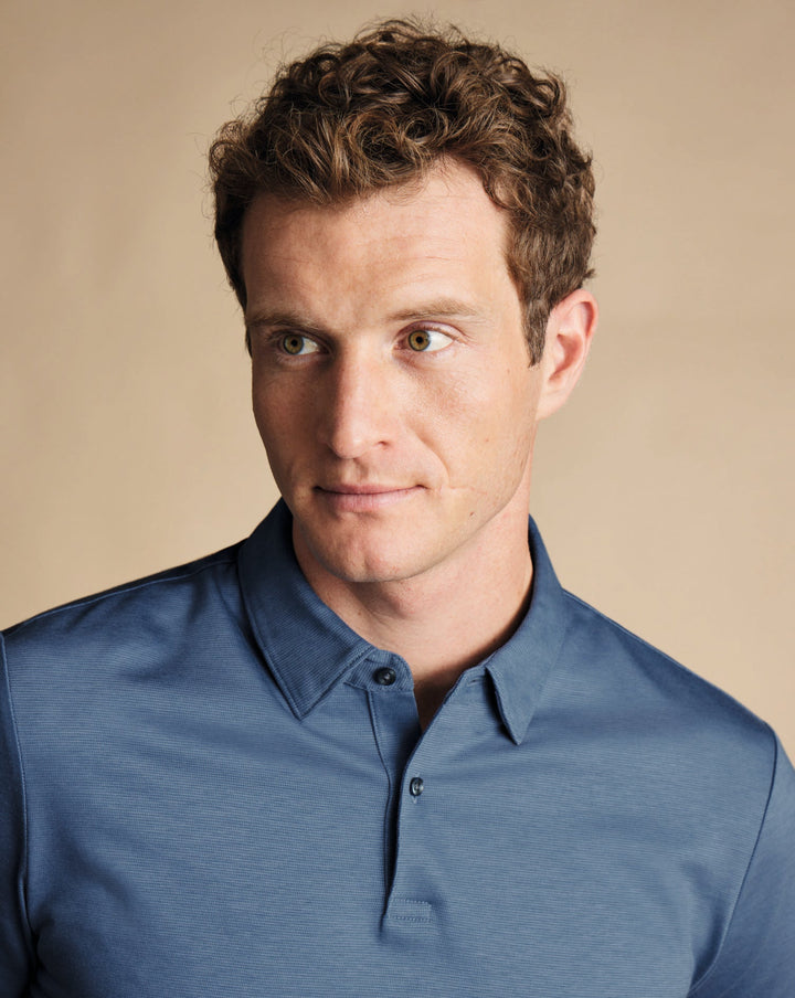 Steel Blue Cotton Tencel Tyrwhitt Cool Polo