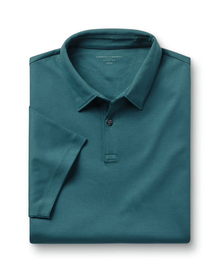 Teal Green Plain Short Sleeve Jersey Polo