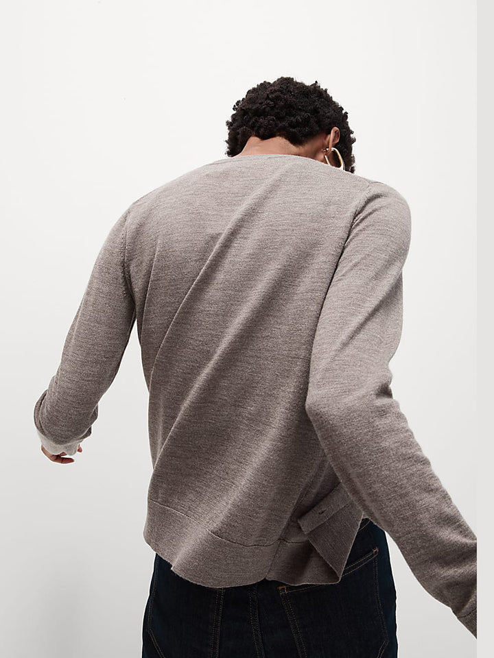 M&S Ladies R/N (Marino Wool) Cardigan T38/8623 ( Brown )