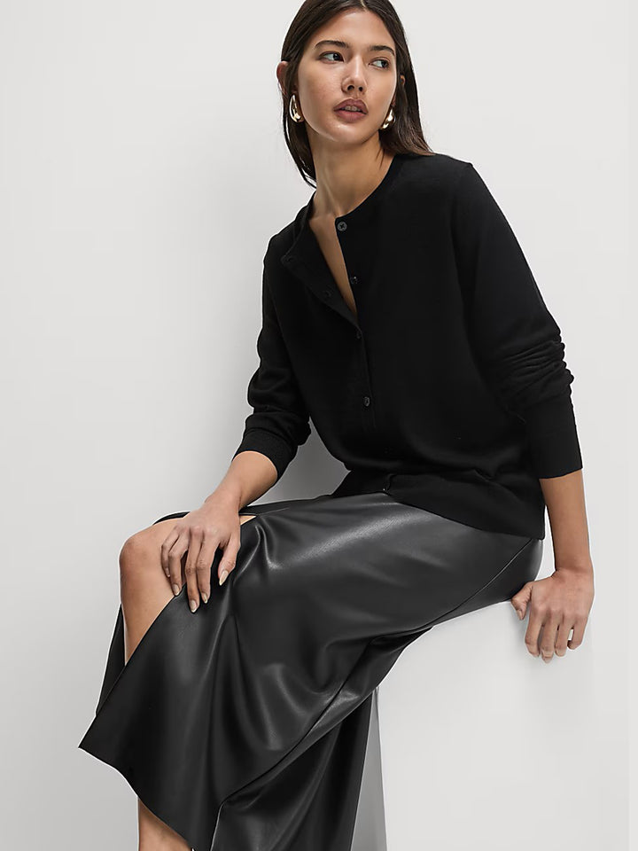 M&S Ladies R/N (Marino Wool) Cardigan T38/8623 ( Black )