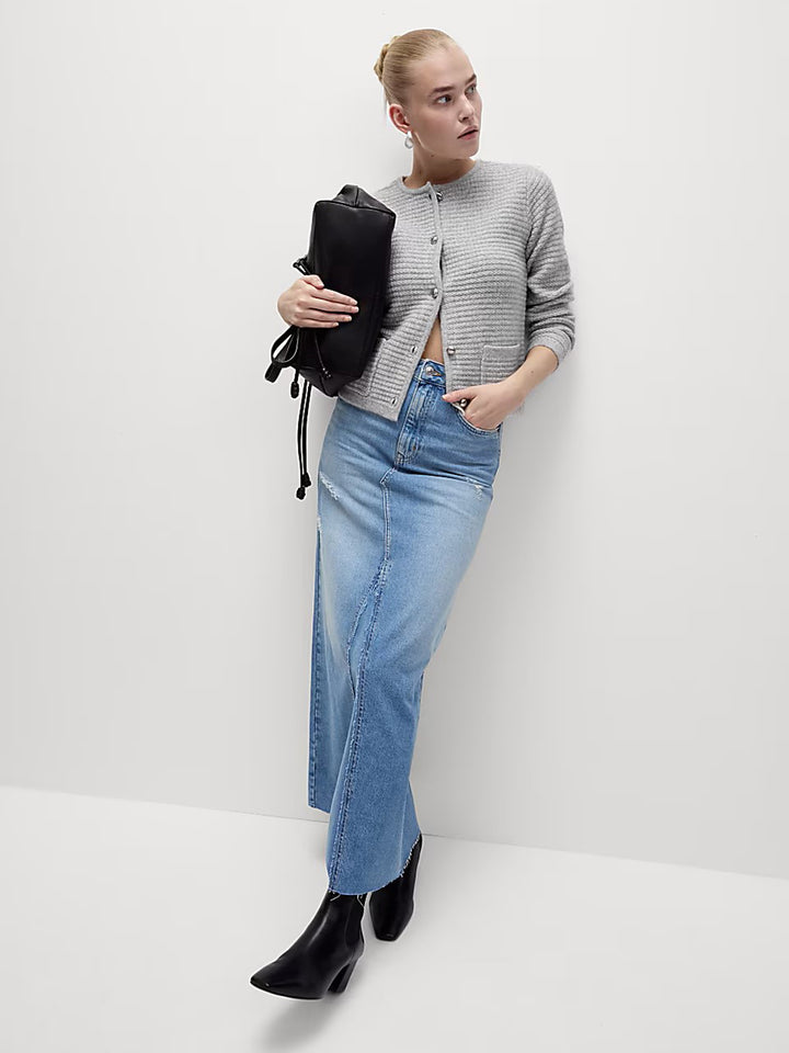 M&S Ladies R/N Cardigan T38/9022 (Grey)