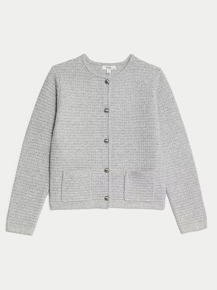 M&S Ladies R/N Cardigan T38/9022 (Grey)