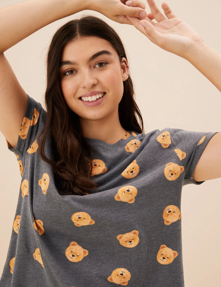 M&S Ladies 2 Pack Night Suit Pure Cotton T37/4505F