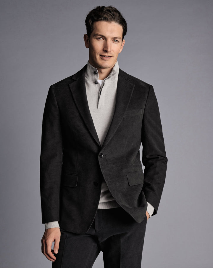 Dark Grey Italian Moleskin Slim Fit Jacket