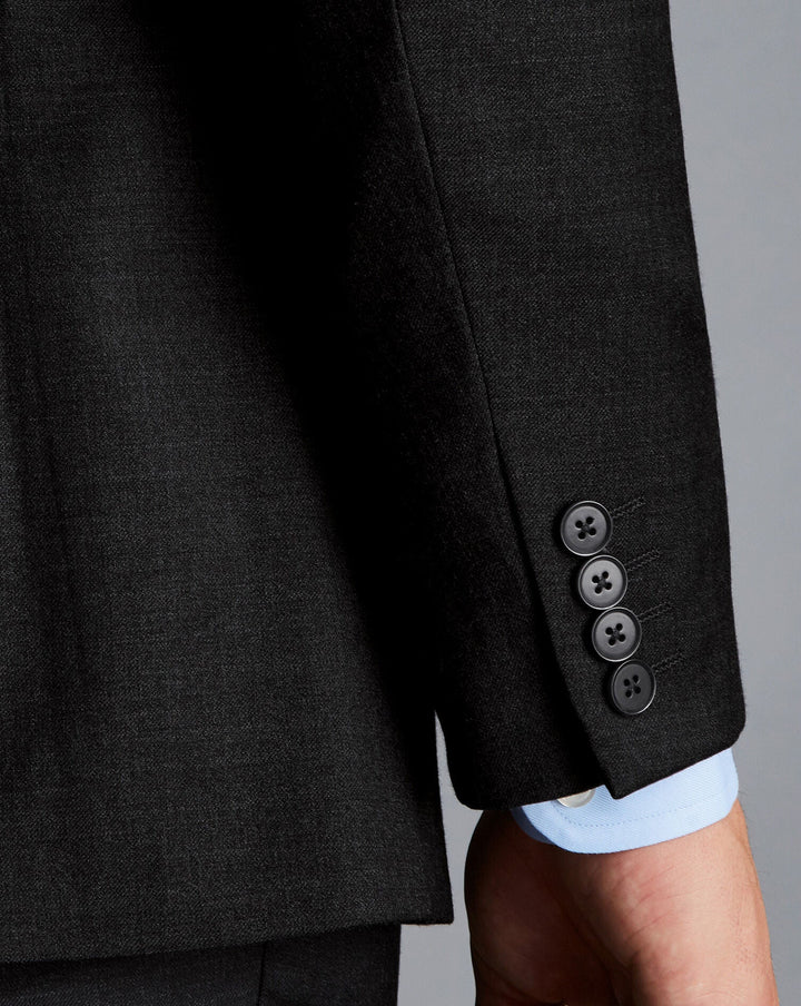 Black Slim Fit Twill Natural Stretch Suit Jacket