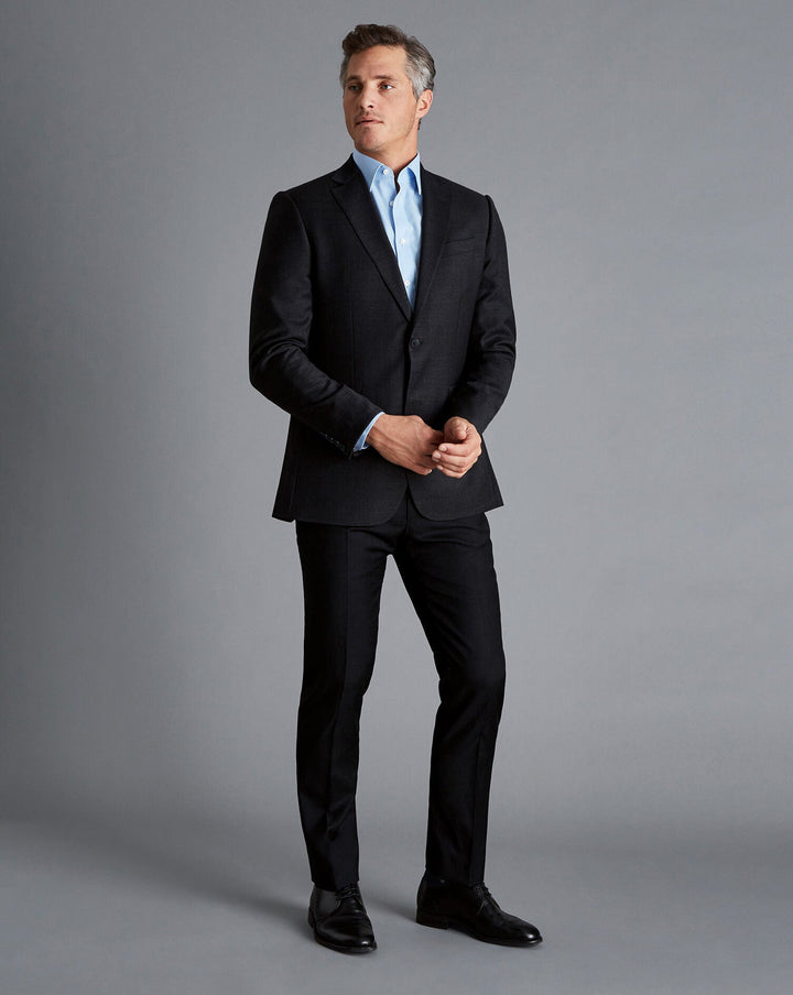 Black Slim Fit Twill Natural Stretch Suit Jacket