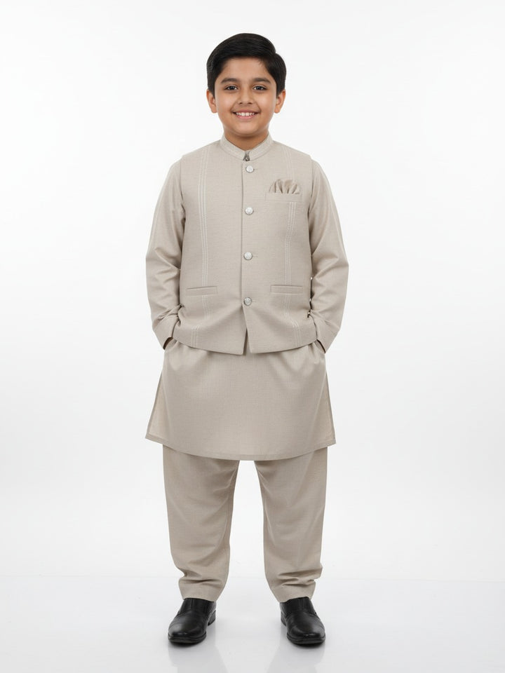 D2 Boys Shalwar Suit With Waist coat 3Pcs #308 (SS-25)