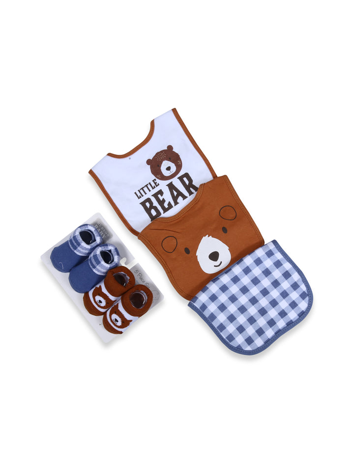 Hudson Baby Bib & Booties Set 5Pcs #27394 (S-25)